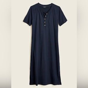NWT J. Crew Midi Henley Knit T-shirt Dress Women’s XS Navy Blue